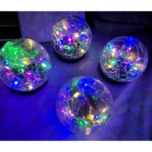 Solar Globe Lights Outdoor Waterproof-Solar Balls for Garden-Cracked Glass Ball - Picture 2 of 3